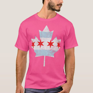 Chicago Flag Canadian Maple Leaf Kanada T-Shirt