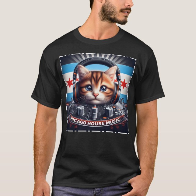 Chicago Flag Cat House Music 002 T-Shirt (Vorderseite)