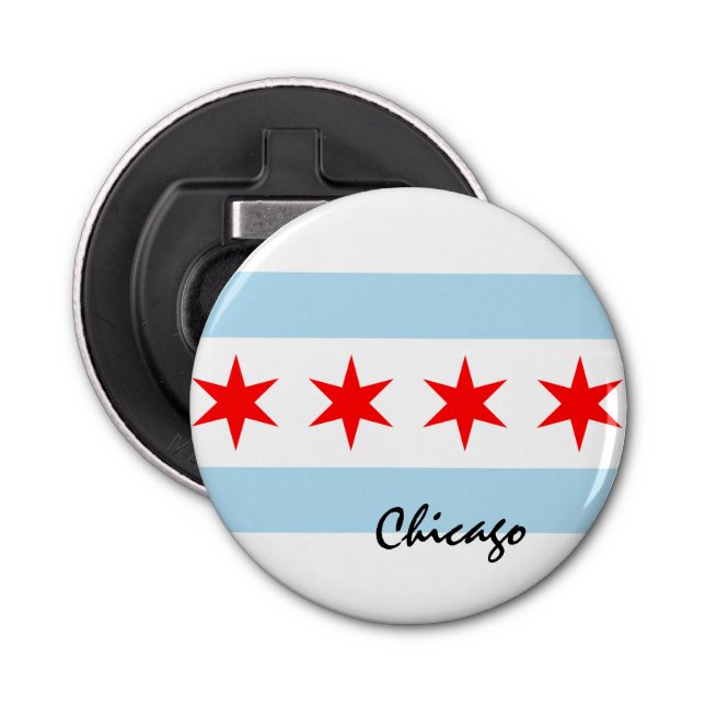 Chicago Flag, City & Illinois Staat USA/Sport Flaschenöffner (Vorderseite)