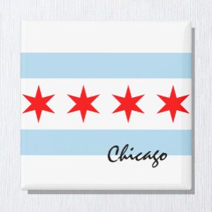 Chicago Flag, City & Illinois Staat USA/Sport Magnet