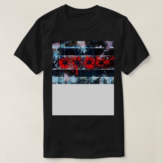 Chicago Flag Graffiti Spray Paint T-Shirt (Design vorne)