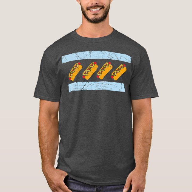 Chicago Flag Hotdog Funny Chicago Style Hot Dog T-Shirt (Vorderseite)