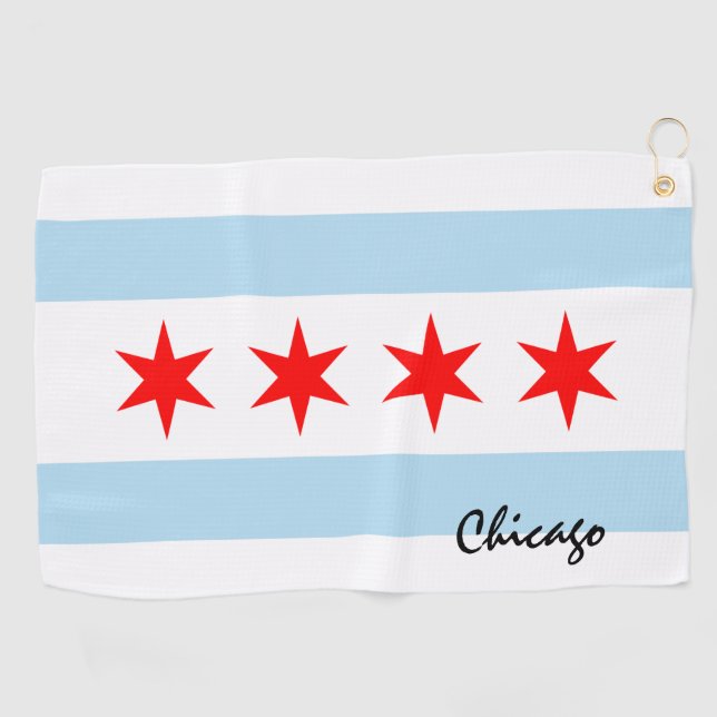 Chicago Flag & Illinois Staat USA Golf / Sportfans Golfhandtuch (Horizontal)