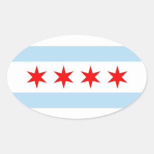 Chicago Flag Oval Sticker