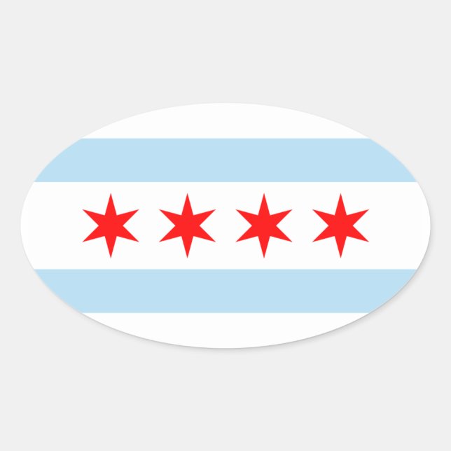 Chicago Flag Oval Sticker (Vorderseite)