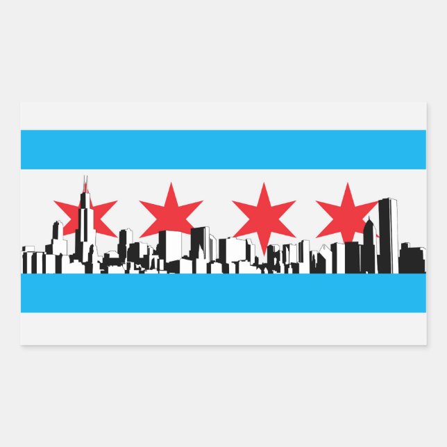 Chicago Flag Rechteckiger Aufkleber (Vorderseite)