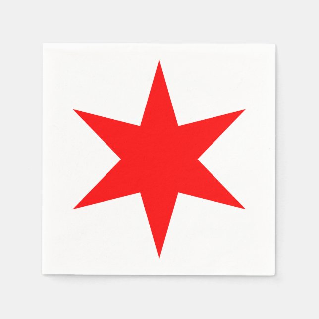 Chicago Flag Red 6-Punkte Star Serviette (Vorderseite)