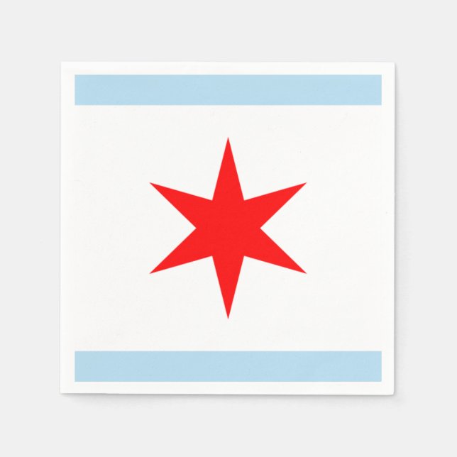 Chicago Flag Red Star Blue Stripes City of Chicago Serviette (Vorderseite)
