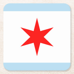 Chicago Flag Red Star Light Blue Streifen Rechteckiger Pappuntersetzer
