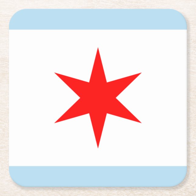 Chicago Flag Red Star Light Blue Streifen Rechteckiger Pappuntersetzer (Vorderseite)
