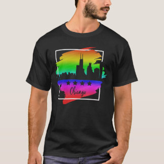 Chicago Flag Skyline LGBT Gay Pride Parade T-Shirt