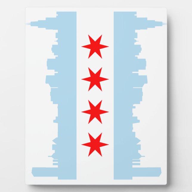 Chicago Flag Skyline Plaque Fotoplatte (Vorderseite)