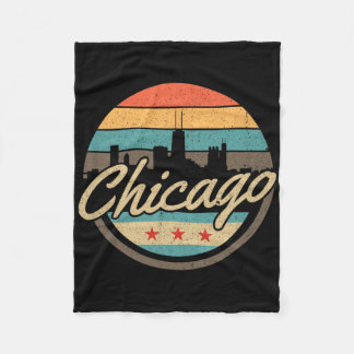 Chicago Flag Skyline Vintage Illinois Usa Souvenir Fleecedecke