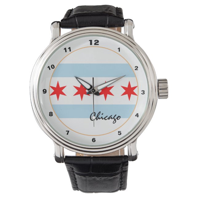 Chicago Flag watch, USA trendy fashion /design Armbanduhr (Vorderseite)