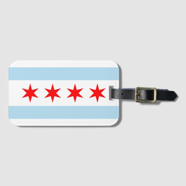 Chicago-Flagge Gepäckanhänger (Vorderseite (Horizontal))