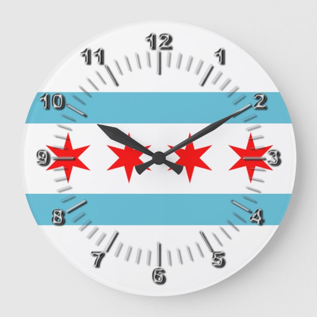 Chicago-Flagge Große Uhr (Vorderseite)