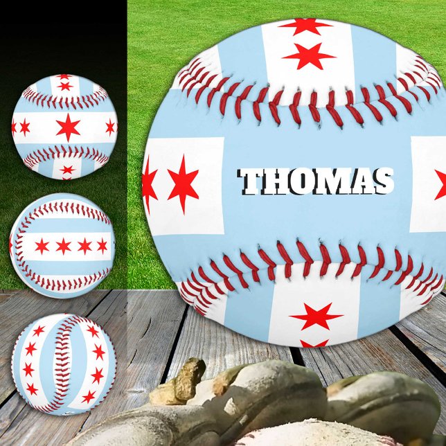 Chicago-Flagge, Illinois, Monogramm / Baseballbäll Baseball (Von Creator hochgeladen)