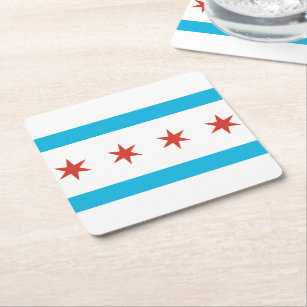 Chicago-Flagge Rechteckiger Pappuntersetzer