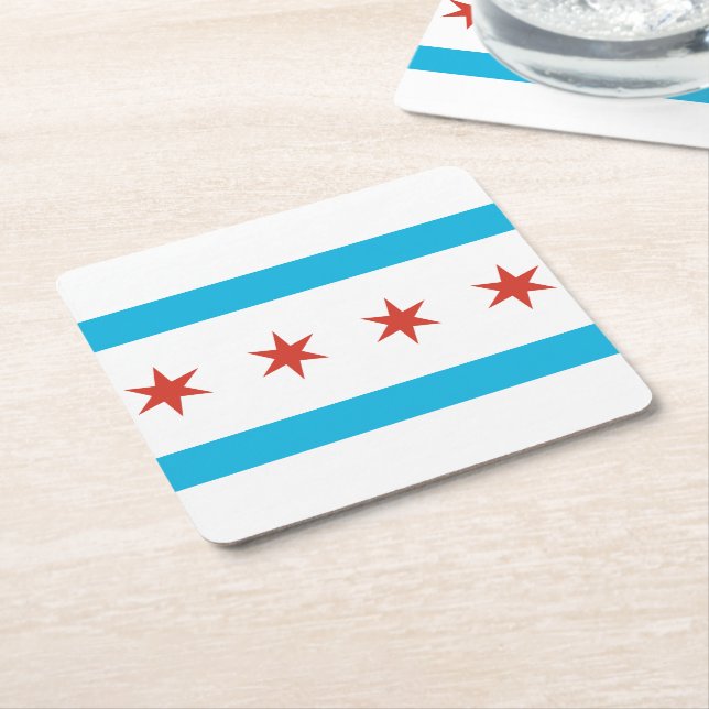 Chicago-Flagge Rechteckiger Pappuntersetzer (angewinkelt)