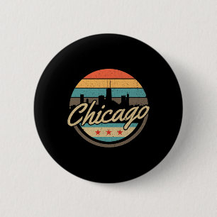 Chicago-Flagge Skyline Vintage Illinois USA Souven Button