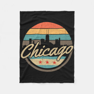 Chicago Flagge Skyline Vintage Illinois USA Souven Fleecedecke
