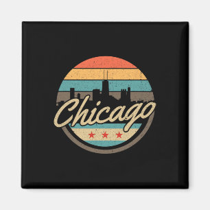 Chicago Flagge Skyline Vintage Illinois USA Souven Magnet