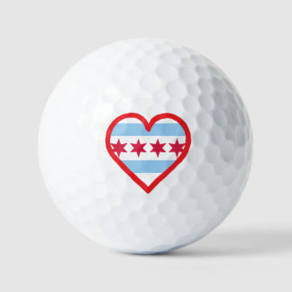 Chicago-Flagge und Herz-Design Golfball