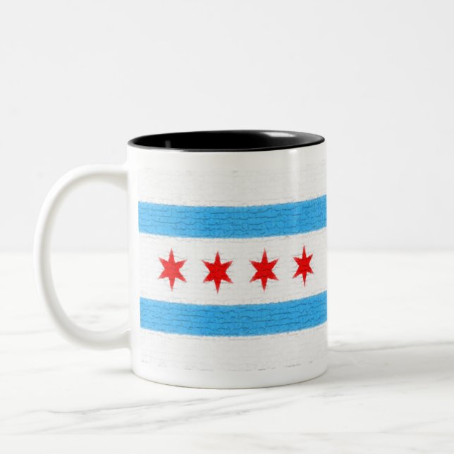 Chicago-Flagge Zweifarbige Tasse (Links)