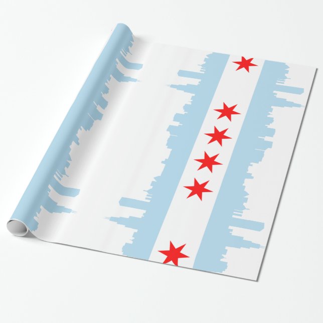 Chicago-Flaggen-Skyline Geschenkpapier (Ungerollt)