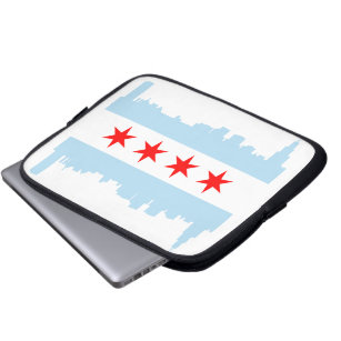 Chicago-Flaggen-Skyline-Laptop-Hülse Laptopschutzhülle