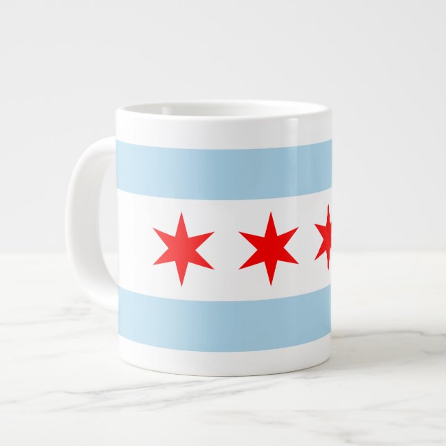 Chicago-Flaggen-Tunnel-bohrwagenTasse Jumbo-Tasse (Vorderseite Links)