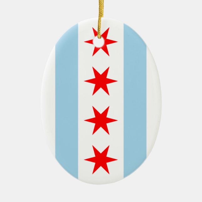Chicago-Flaggenverzierung Keramikornament (Vorne)