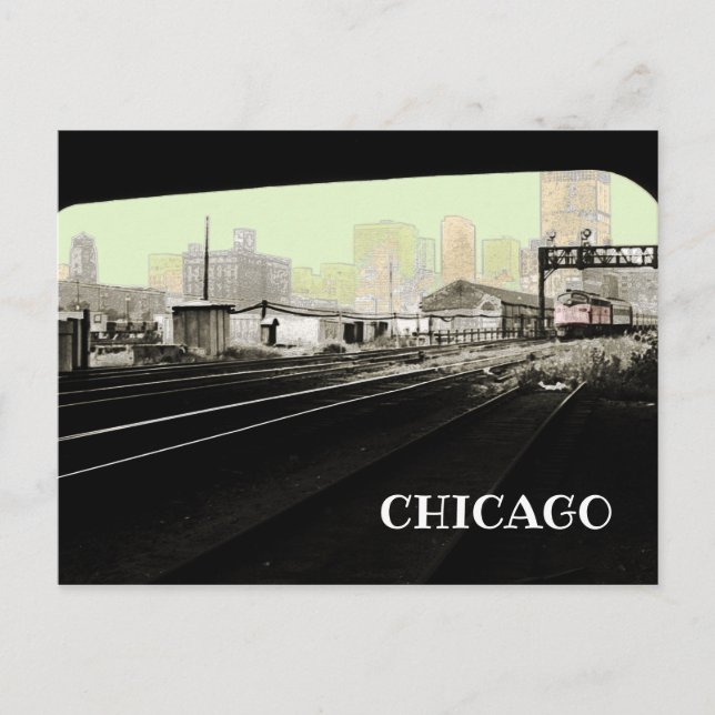 Chicago from Lasalle Street Station Art Card 1971 Postkarte (Vorderseite)