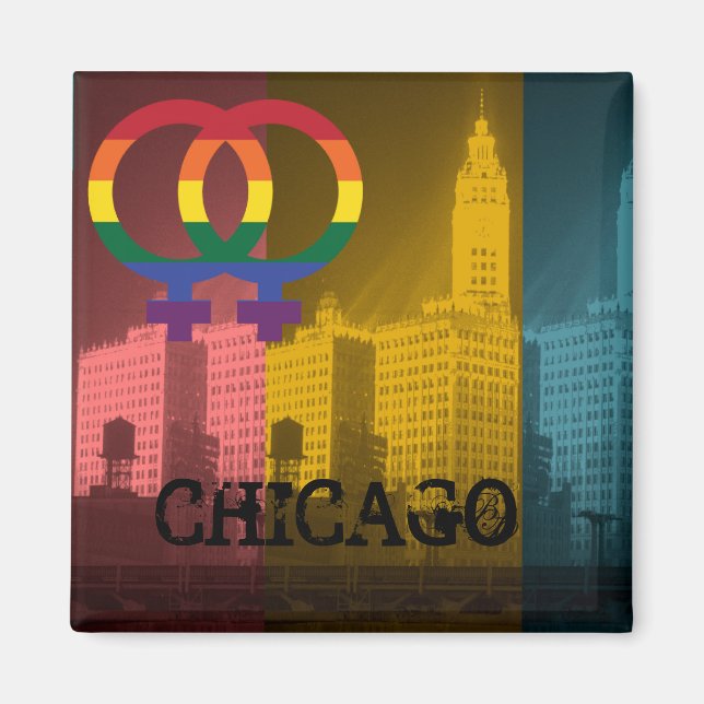 Chicago Gay Lesbian Interest Rainbow Wrigley Bldg Magnet (Vorne)
