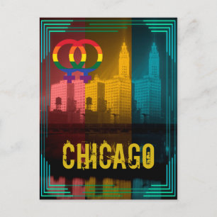 Chicago Gay Pride Lesbian Wrigley Gebäude der 1930 Postkarte