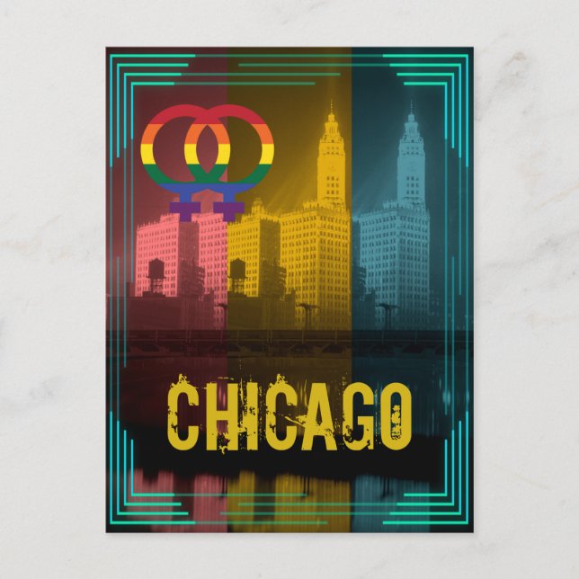 Chicago Gay Pride Lesbian Wrigley Gebäude der 1930 Postkarte (Vorderseite)