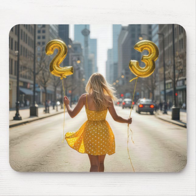Chicago Girl mit Party Balloons Mousepad (Vorne)