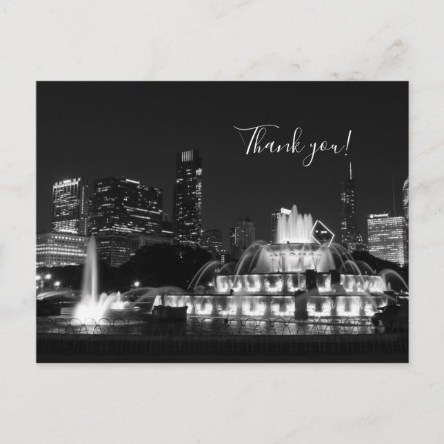 Chicago Grant Park Grayscale Danke, Postcard Postkarte (Vorderseite)