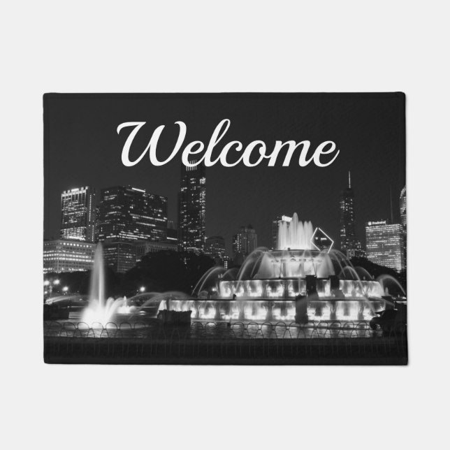 Chicago Grant Park Grayscale Welcome Doormat Fußmatte (Vorderseite)