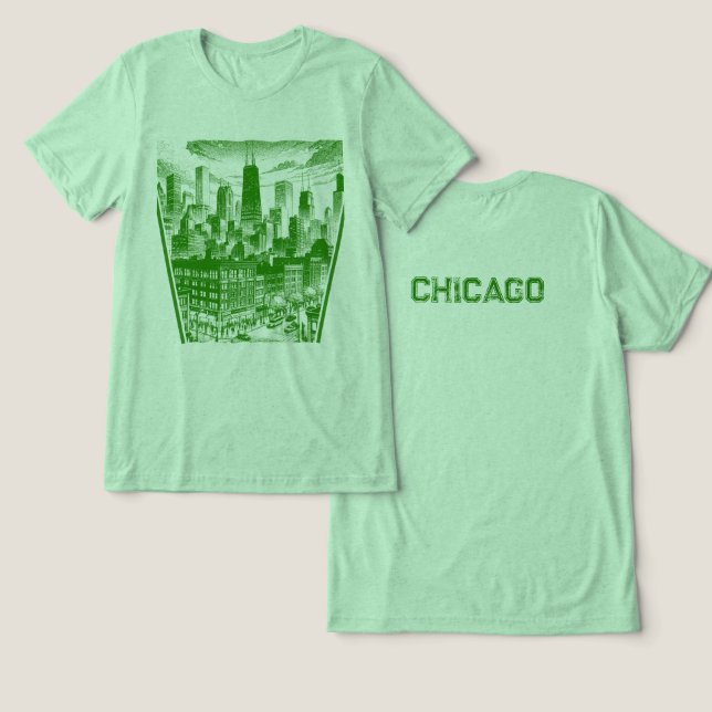 Chicago Green Graphic T - Shirt (Design Vorderseite & Rückseite)