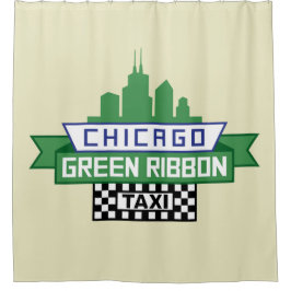 Chicago Green Ribbon Taxi Logo - Fan Art Duschvorhang