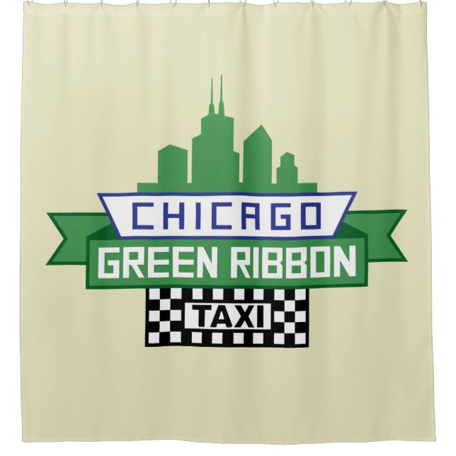 Chicago Green Ribbon Taxi Logo - Fan Art Duschvorhang (Vorderseite)