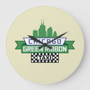 Chicago Green Ribbon Taxi Logo - Fan Art Große Wanduhr