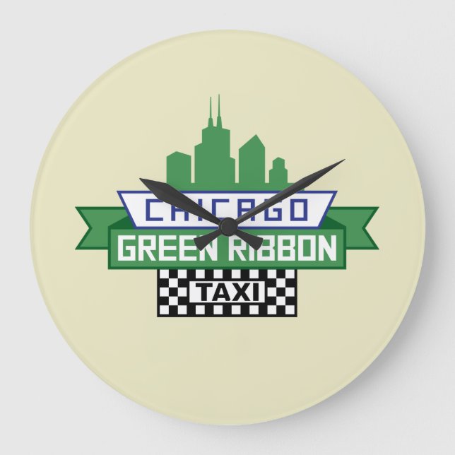 Chicago Green Ribbon Taxi Logo - Fan Art Große Wanduhr (Vorderseite)