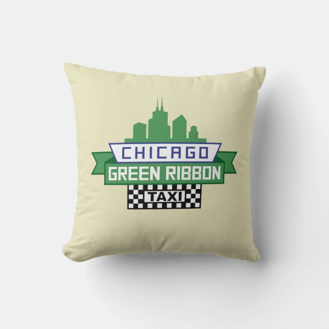 Chicago Green Ribbon Taxi Logo - Fan Art Kissen (Vorderseite)