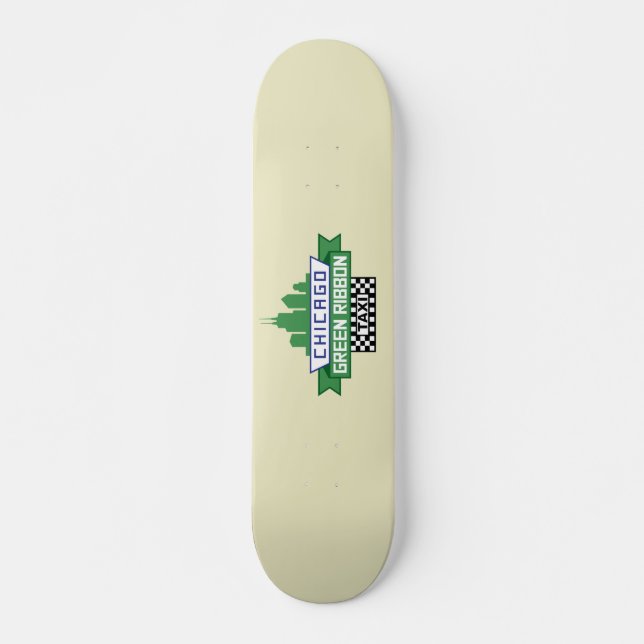 Chicago Green Ribbon Taxi Logo - Fan Art Skateboard (Vorne)