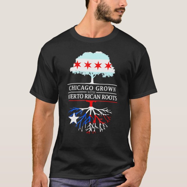 Chicago Groove mit Puerto Rico Roots Puerto Rico T-Shirt (Vorderseite)