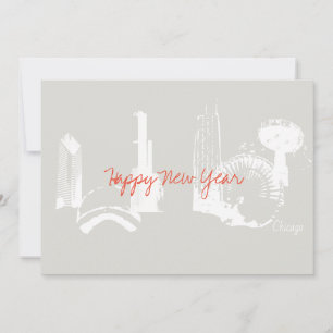 Chicago Happy New Year Grußkarte Feiertagskarte