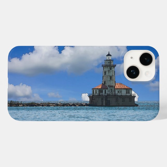 Chicago Harbor Lighthouse Painterly Case-Mate iPho iPhone Hülle (Rückseite (Horizontal))