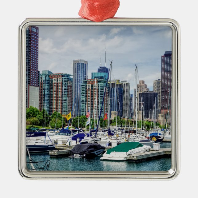 Chicago Harbor Ornament Aus Metall (Vorne)